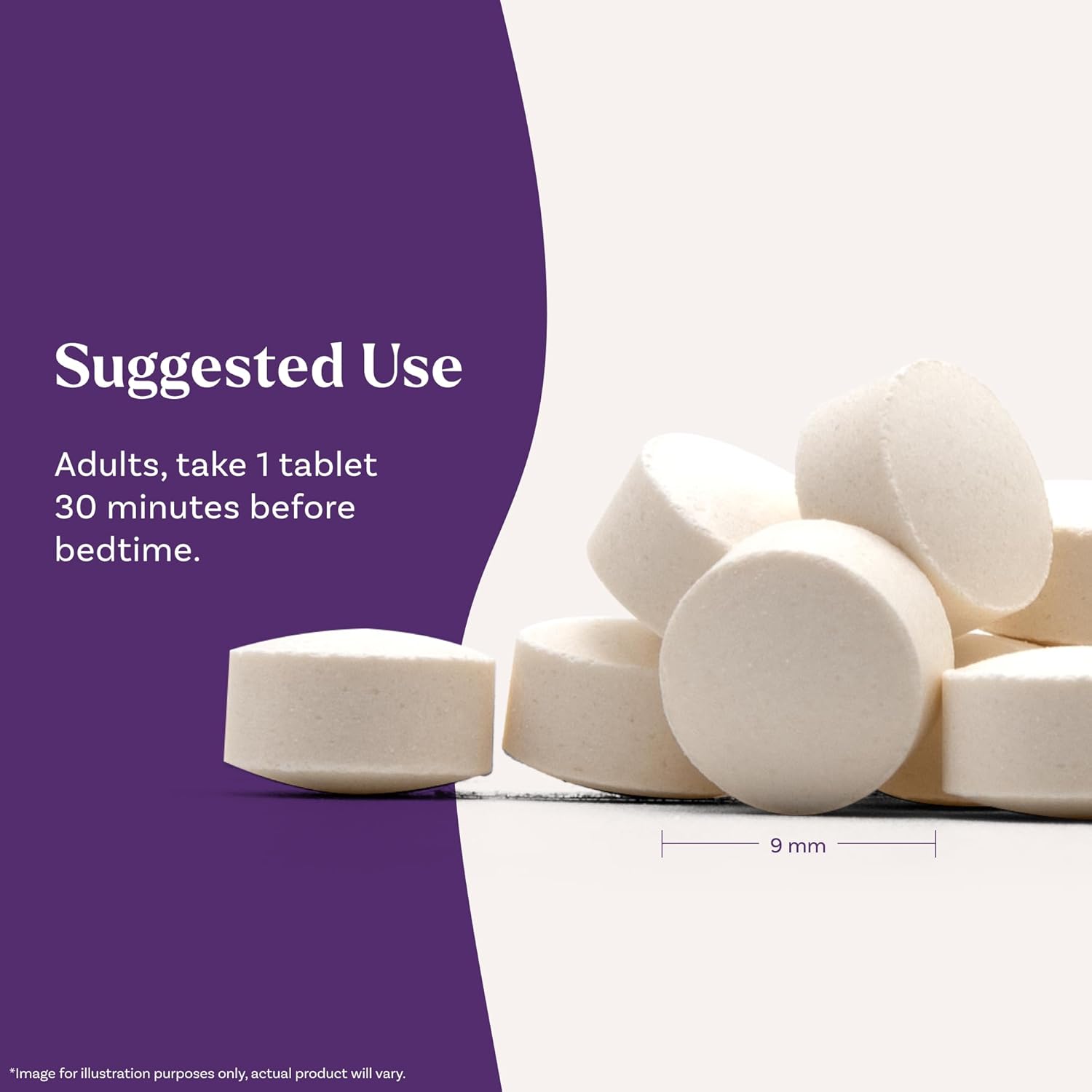 How to Use: Single Natrol Melatonin tablet, evening supplement example.