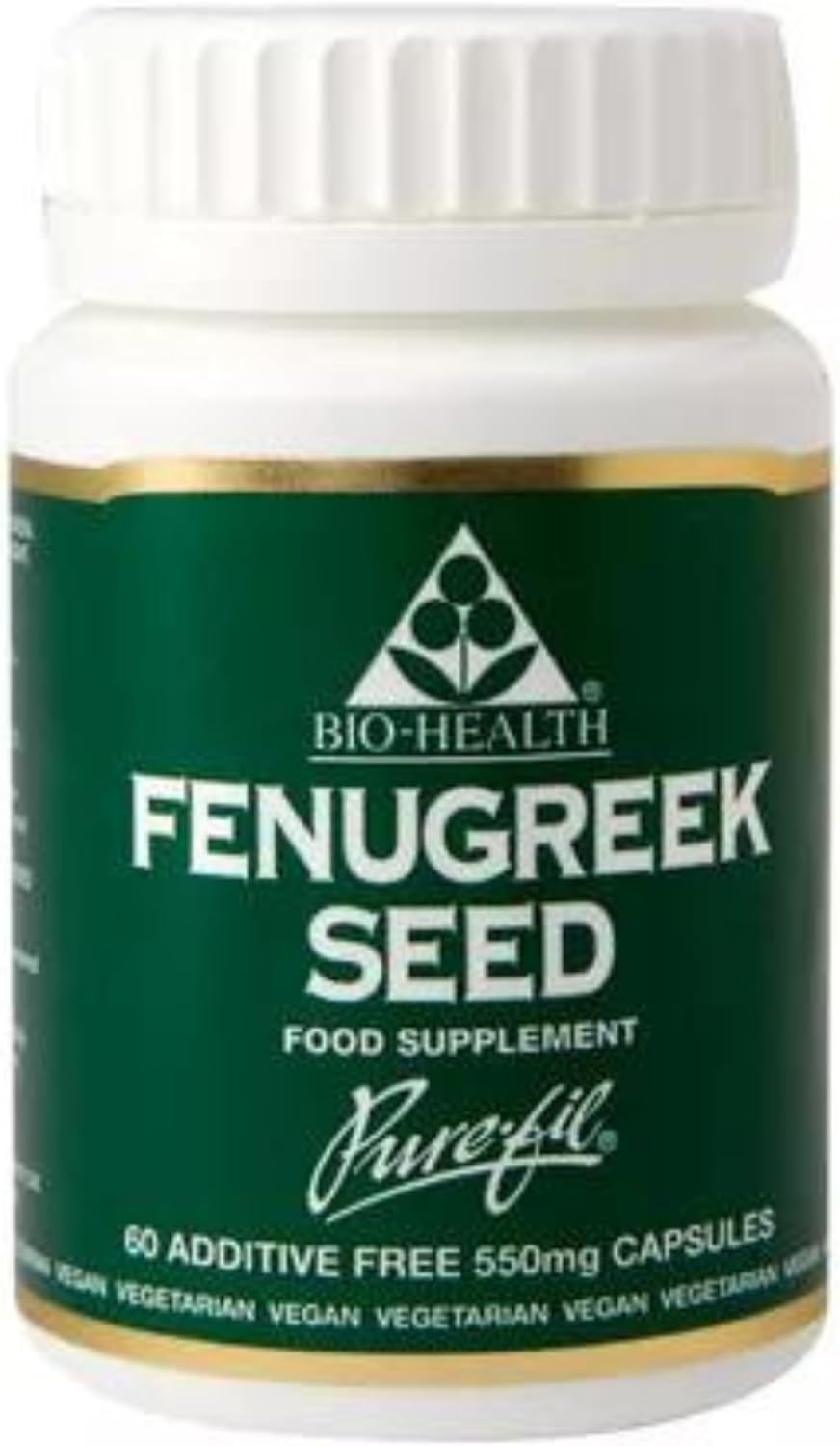 Bio-Health Fenugreek Seed 550mg capsules bottle vegan herbal supplement 60 capsules