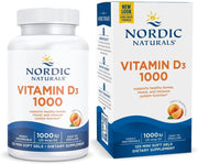 Nordic Naturals Vitamin D3 1000 IU Orange Flavour bottle & box with 120 mini softgels.