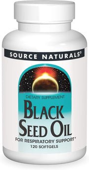 Front image: Source Naturals Black Seed Oil softgels bottle 120 count