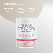 BioTechUSA Clear Collagen supplement facts powder strawberry cranberry flavour 308g quantity
