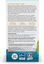 Supplement facts for Nordic Naturals high-potency teen omega-3 soft gels.