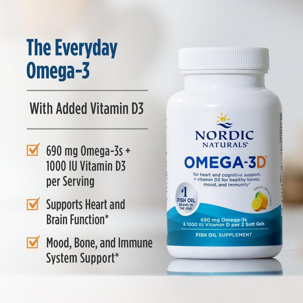 Nordic Naturals Omega-3D with Vitamin D3, Lemon - 60 Soft Gels