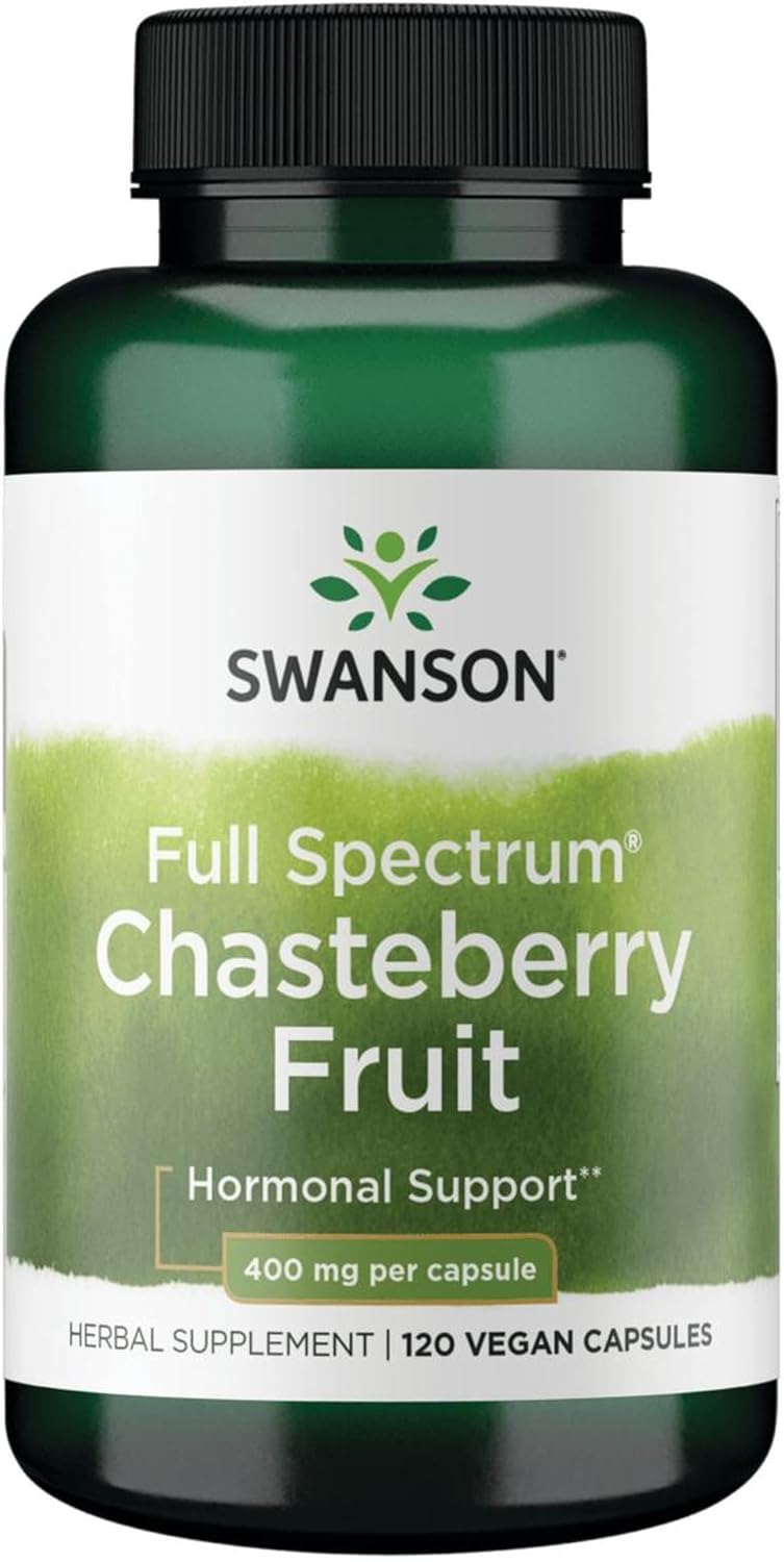Swanson Full Spectrum Chasteberry Fruit supplement bottle on a white background