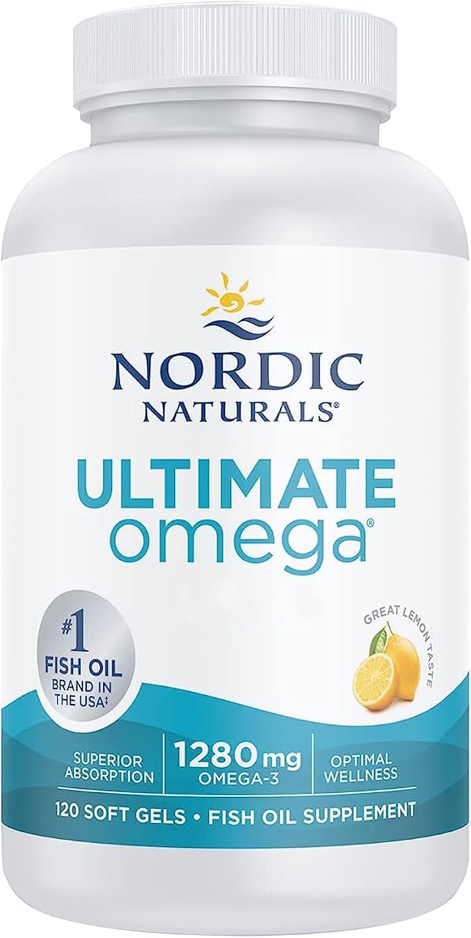 Nordic Naturals Ultimate Omega-3 Lemon Flavoured Fish Oil 120 Softgels bottle.