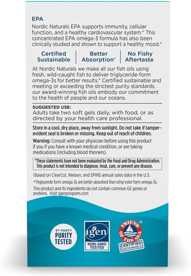 Supplement facts label for Nordic Naturals concentrated EPA formula.