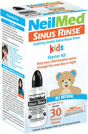 Front of NeilMed Sinus Rinse Pediatric Starter Kit box with bottle