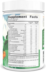 Supplement facts label and usage instructions for Nordic Berries children's gummy vitamins