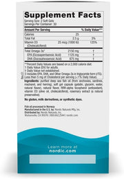 Supplement facts label for Nordic Naturals ultra-high potency omega-3 and D3 formula.