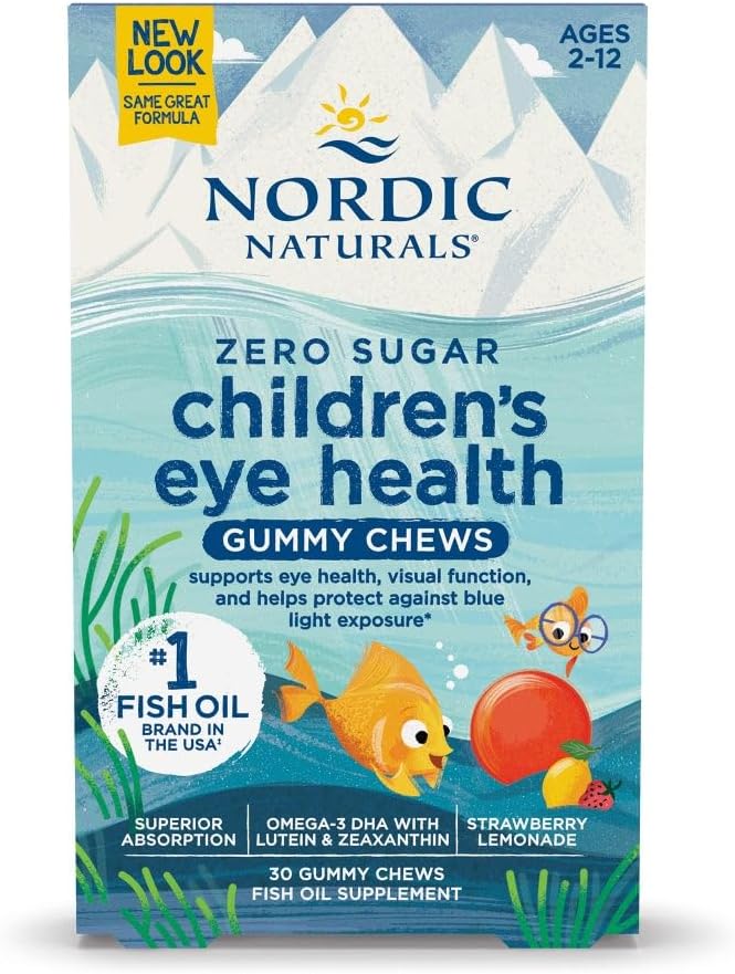 Nordic Naturals Children's Eye Health Gummies box, strawberry lemonade.