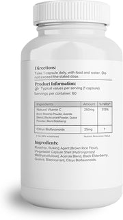 Ingredients list showing 5-fruit blend for Vitamin C Complex.