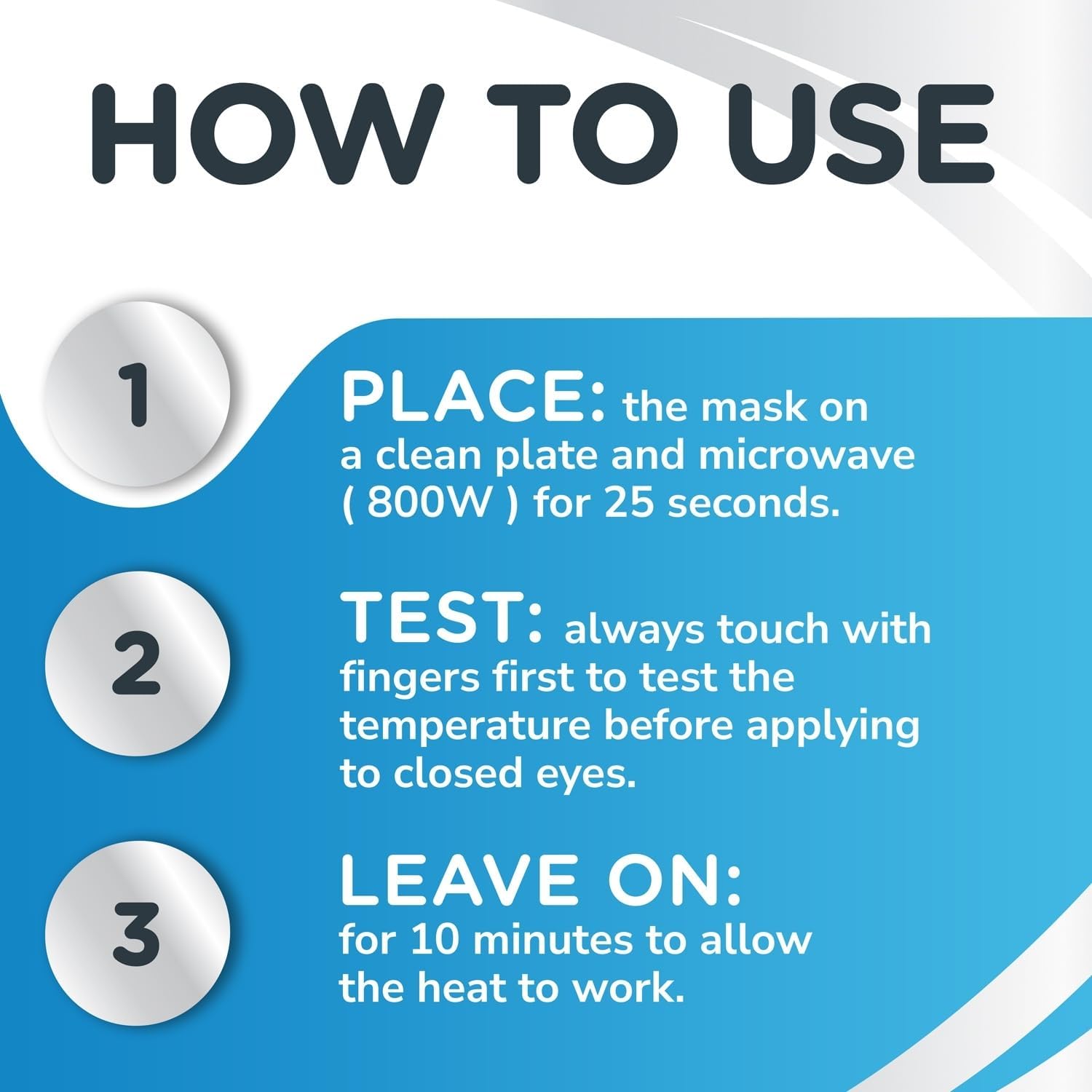 How to use and heating guide for Optase Eye Mask.