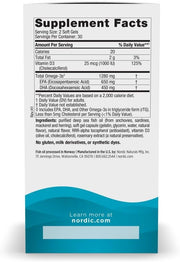 Supplement facts label for Nordic Naturals omega-3 and vitamin D3 formula.