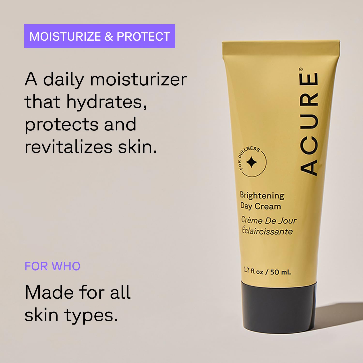 Acure Brightening Day Cream lightweight vegan moisturiser 50ml lifestyle image