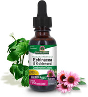 Nature’s Answer Echinacea and Goldenseal low alcohol liquid extract 30ml bottle front view on a white background