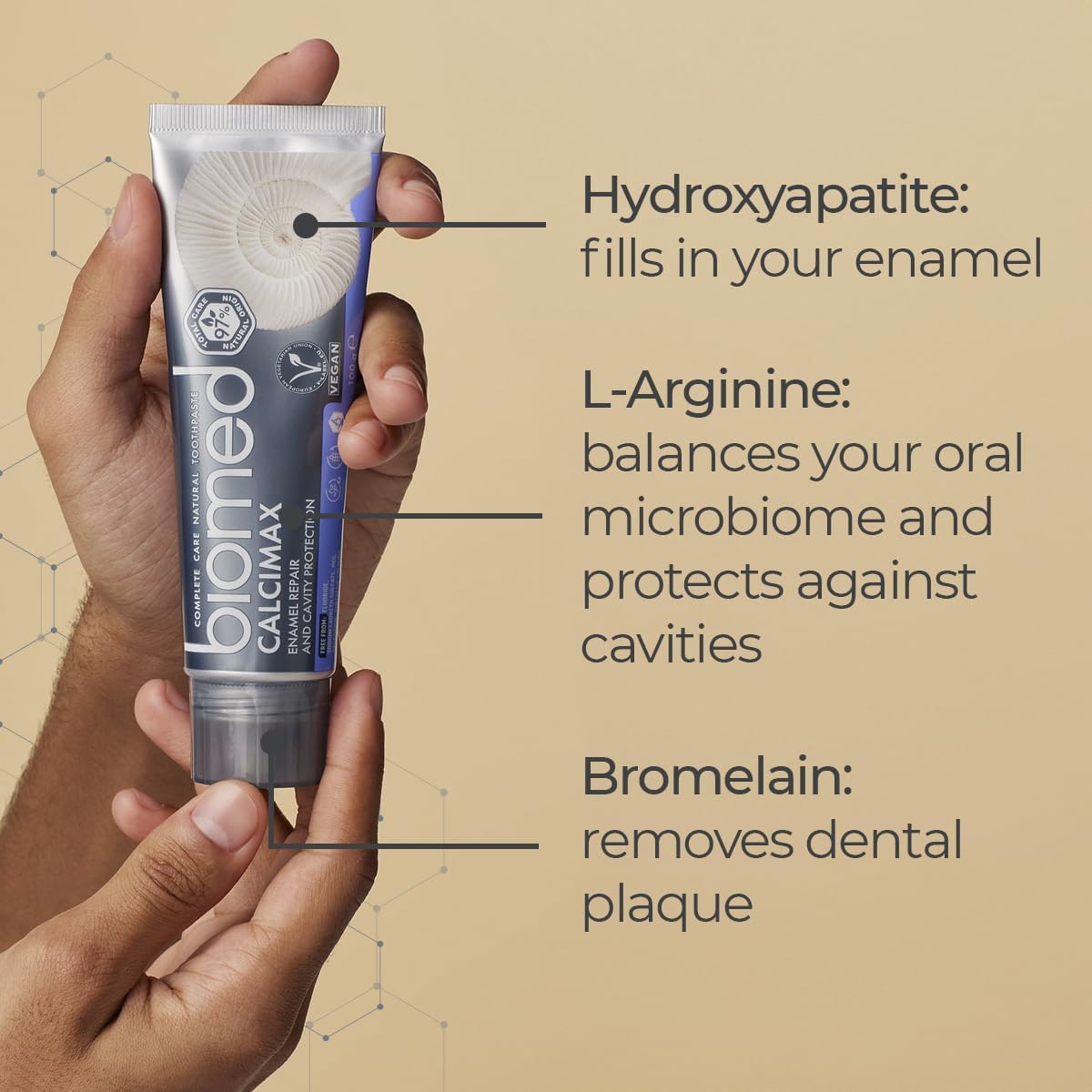 BIOMED Calcimax Mineral Toothpaste - 97% Natural with Hydroxyapatite 