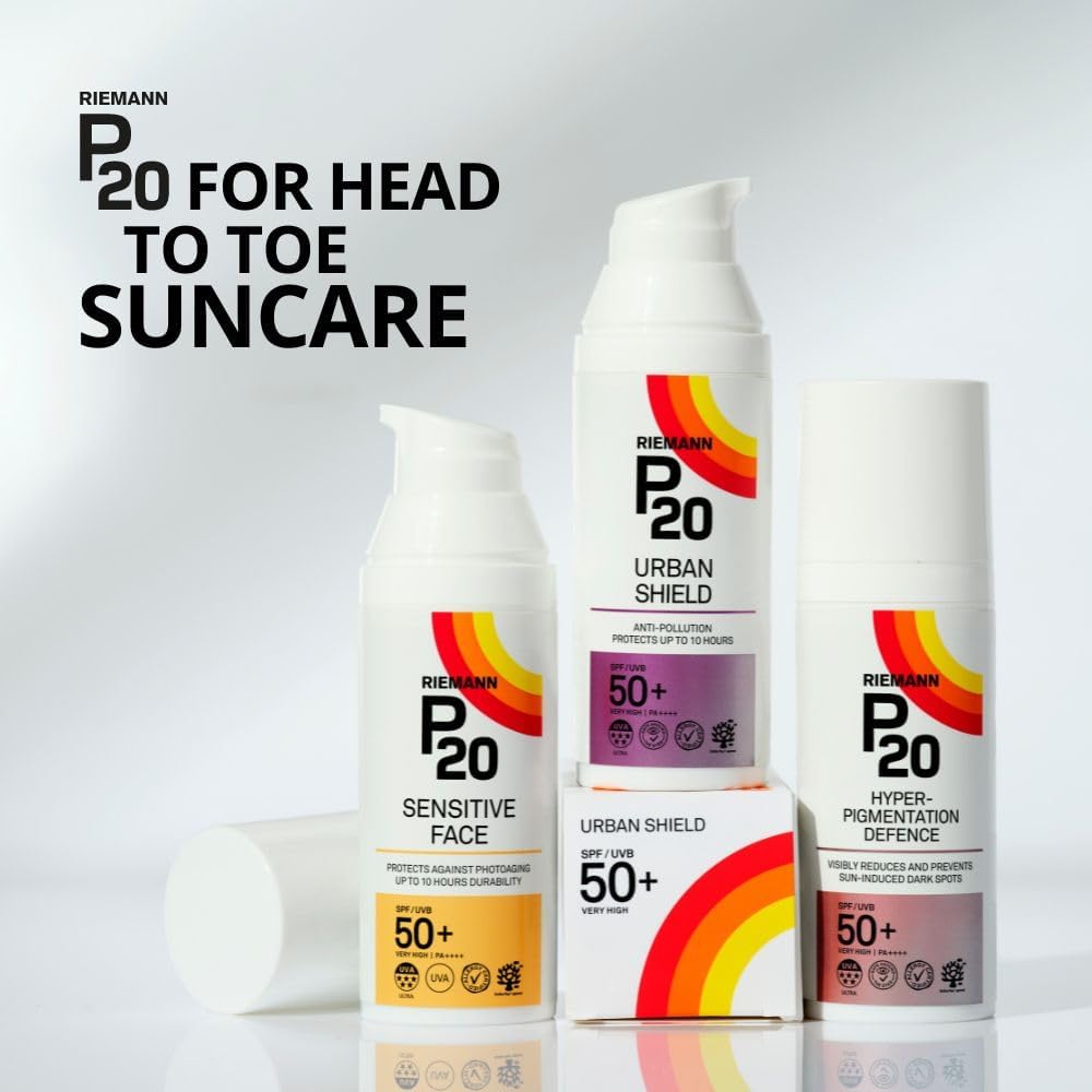 Riemann P20 SPF30 Sensitive Skin Sun Cream tube, variants on white background.