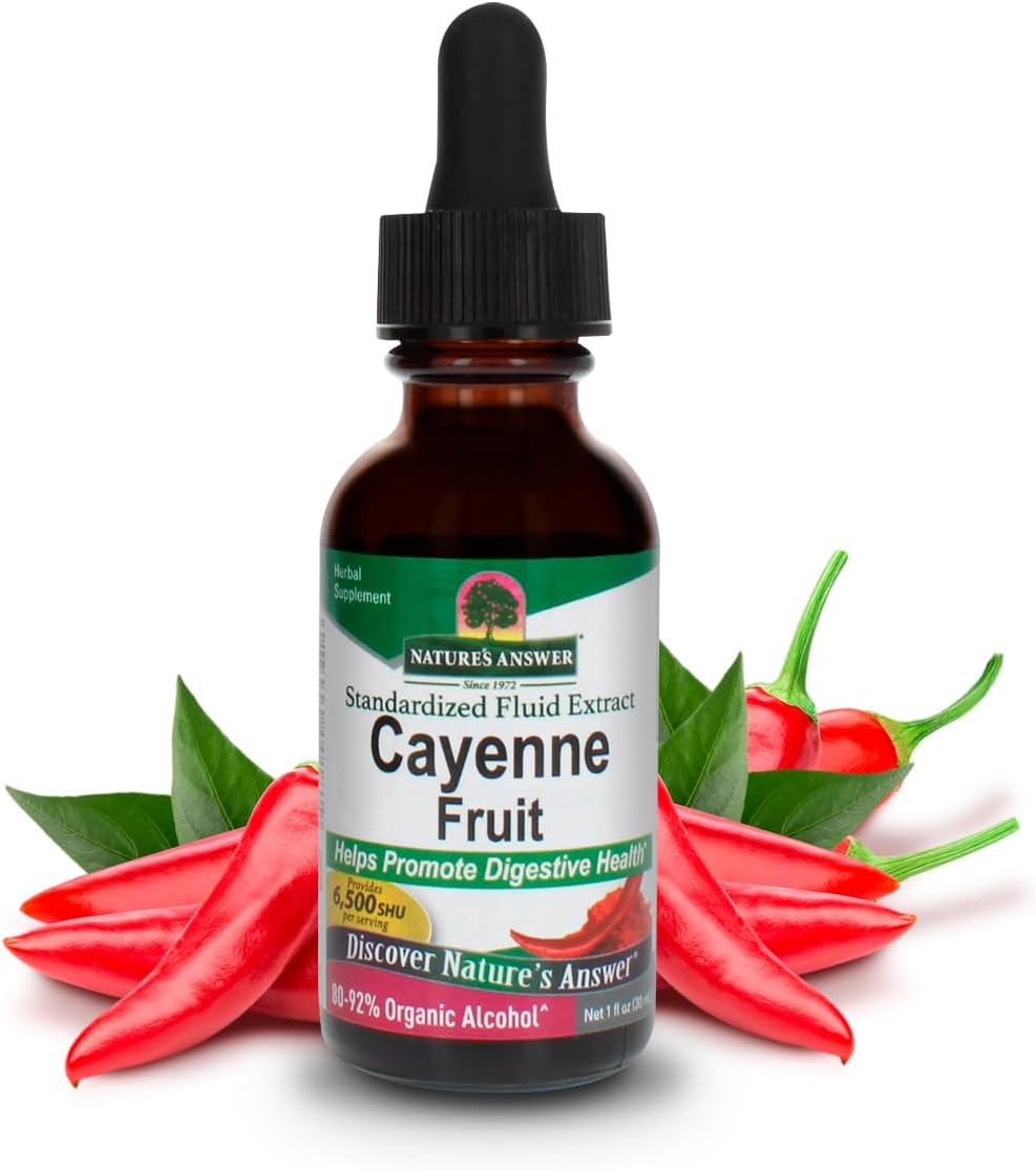 Nature’s Answer Cayenne fruit liquid extract low alcohol 30ml bottle front label