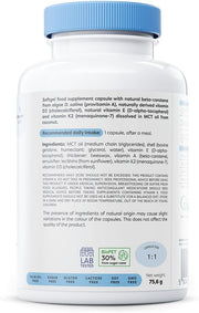 Supplement facts panel for Osavi Vitamin A, D, E, K complex.