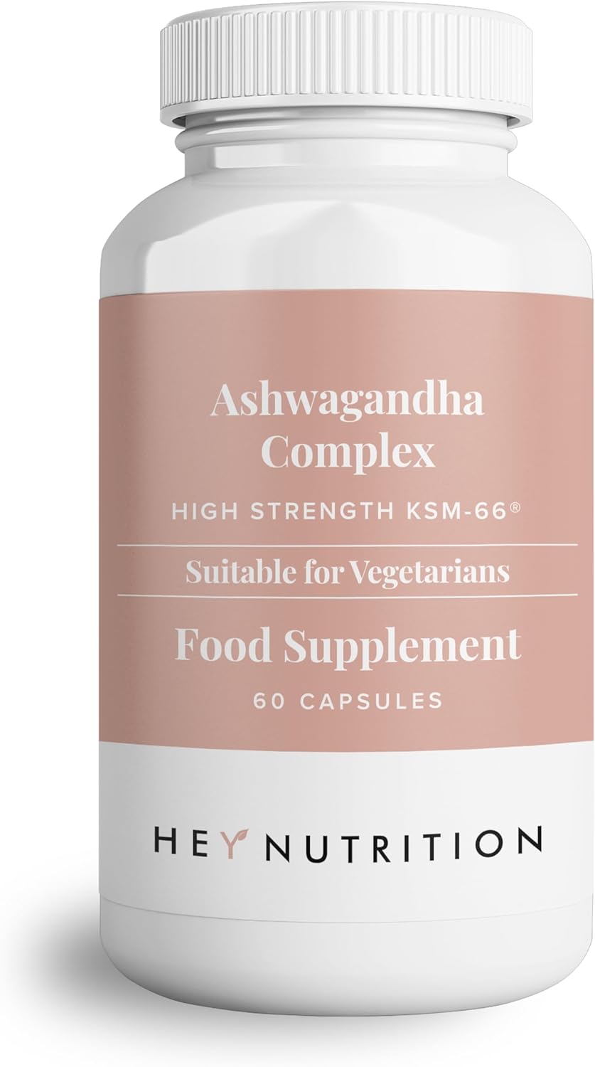 Hey Nutrition Ashwagandha Complex bottle, 60 vegan capsules.