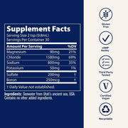 Supplement Facts Image: Trace Minerals Utah Sea Minerals supplement facts ingredients liquid bottle 296ml