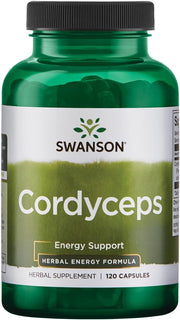 Swanson Cordyceps supplement bottle on a white background