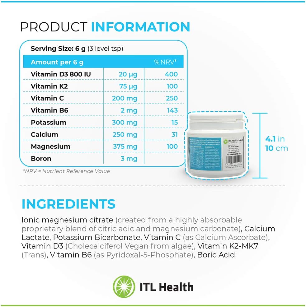 Ingredient panel and directions for MAG365 mineral powder.