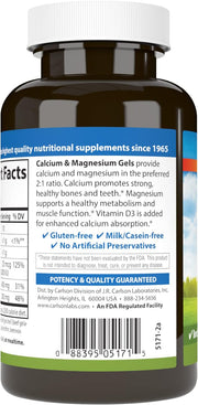 Barcode image: Carlson Calcium Magnesium softgels bottle barcode vitamin D3 100 bottle