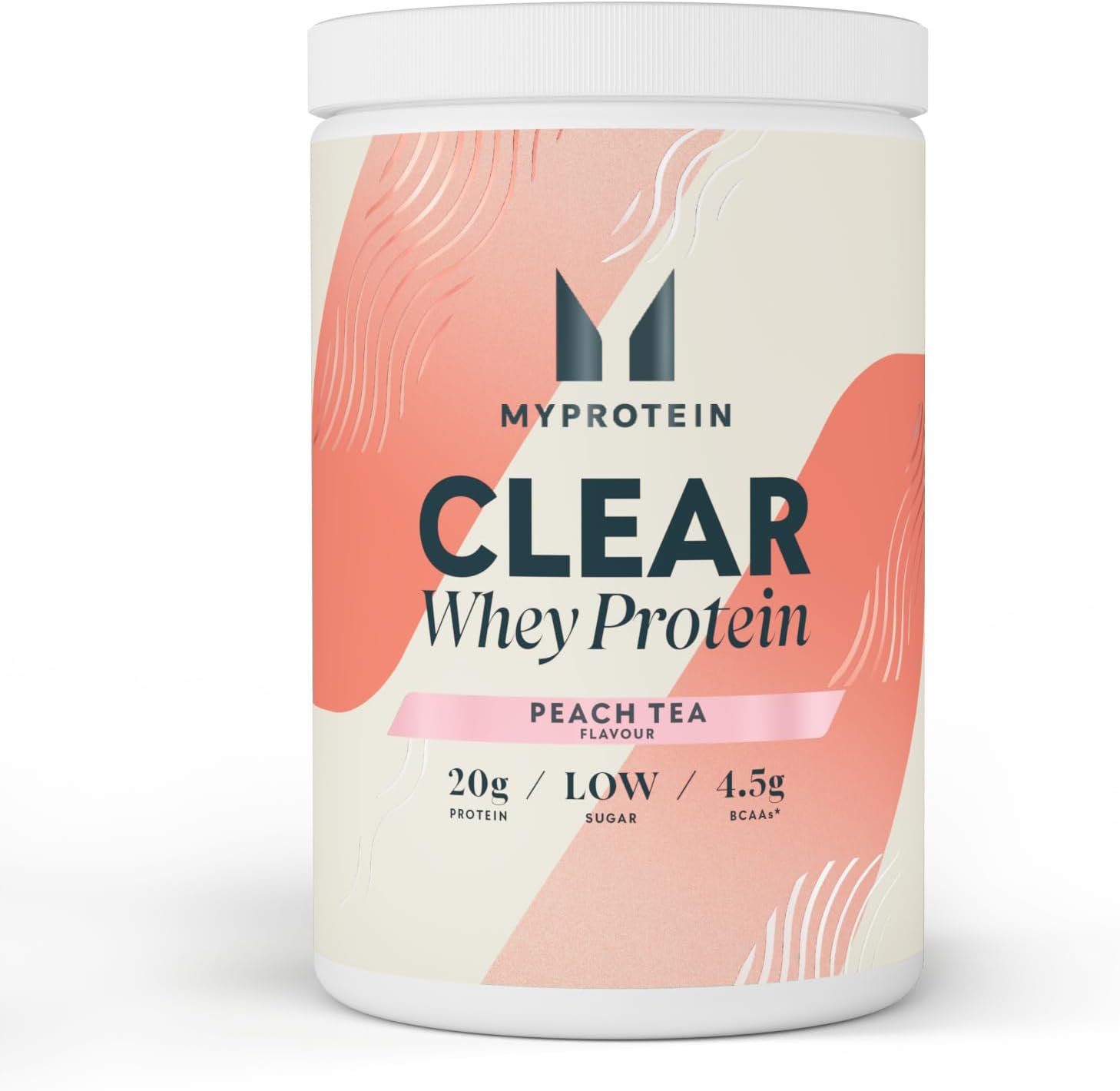 Myprotein Clear Whey Isolate Powder tub, Peach Tea flavour, 875g.