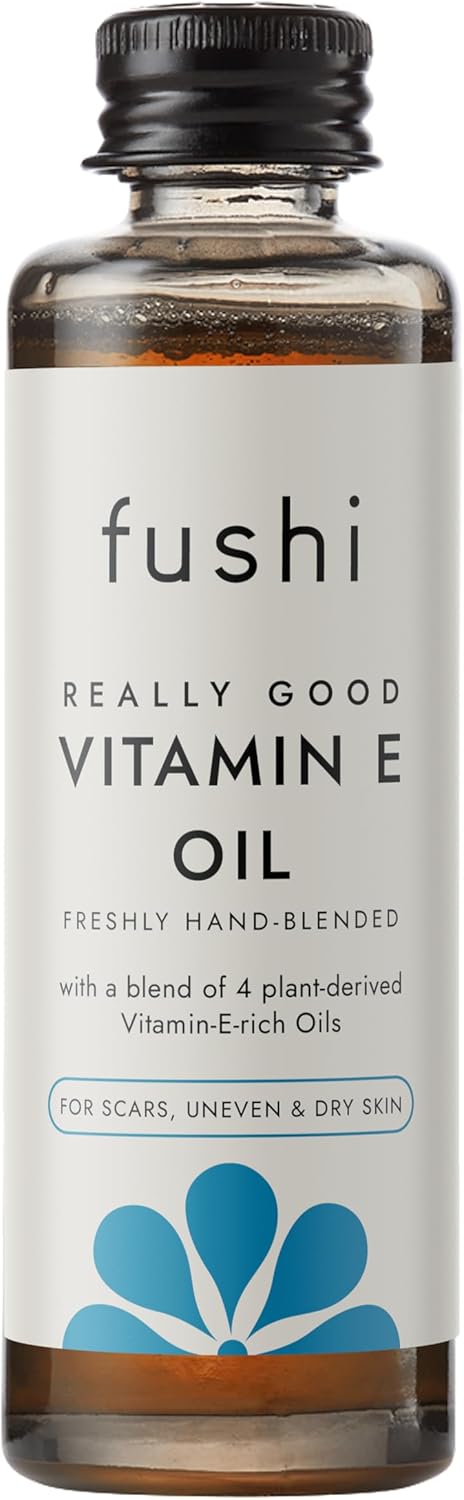 Fushi Vitamin E oil bottle on a white background
