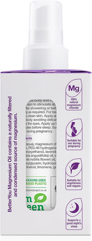 Back:  BetterYou Magnesium Body Spray bottle & box, 100ml.