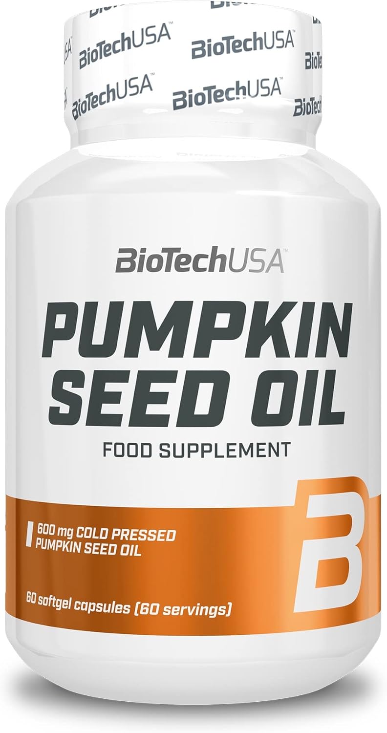 BioTechUSA Pumpkin Seed Oil 600mg 60 softgel capsules bottle supplement