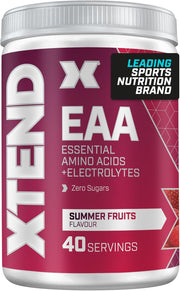 Front image: XTEND EAA Amino Acids Powder Summer Fruits tub powder 296g 40 servings