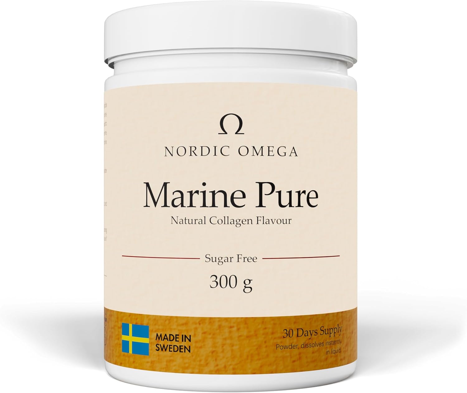 Nordic Omega Marine Pure Collagen powder tub unflavoured sugar free 300g