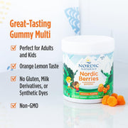Nordic Naturals Nordic Berries kids multivitamin gummy bottle, citrus flavor, for ages 3+