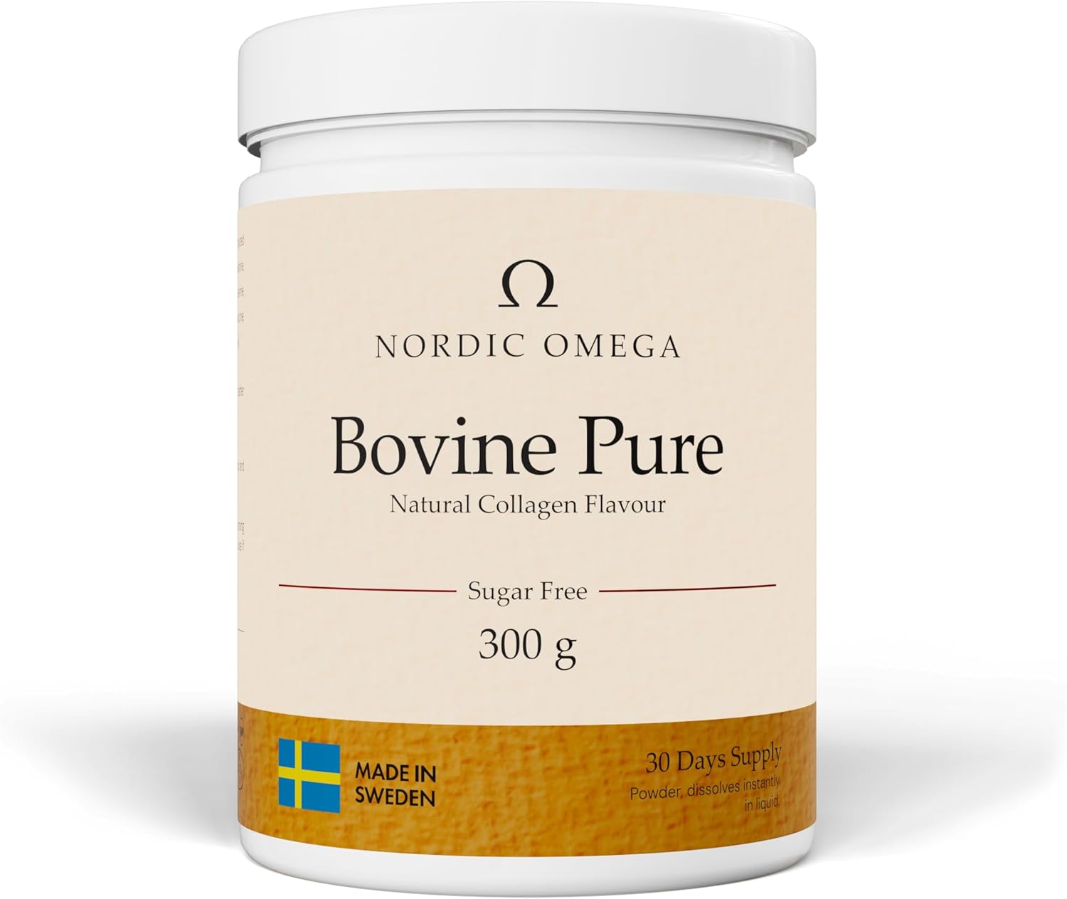Nordic Omega Bovine Pure Collagen powder tub unflavoured sugar free 300g