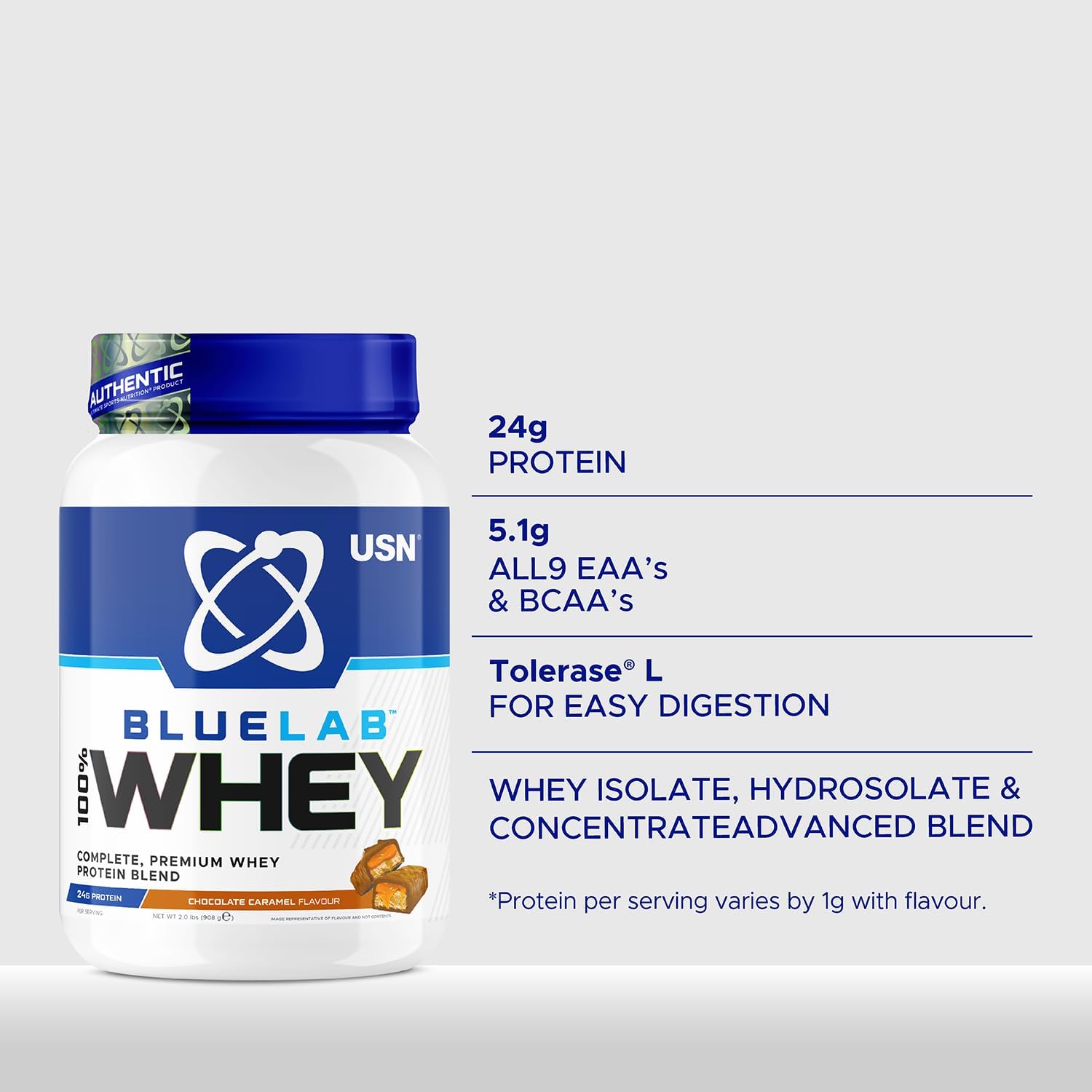 USN Blue Lab Whey Protein Powder, Chocolate Caramel - 2kg