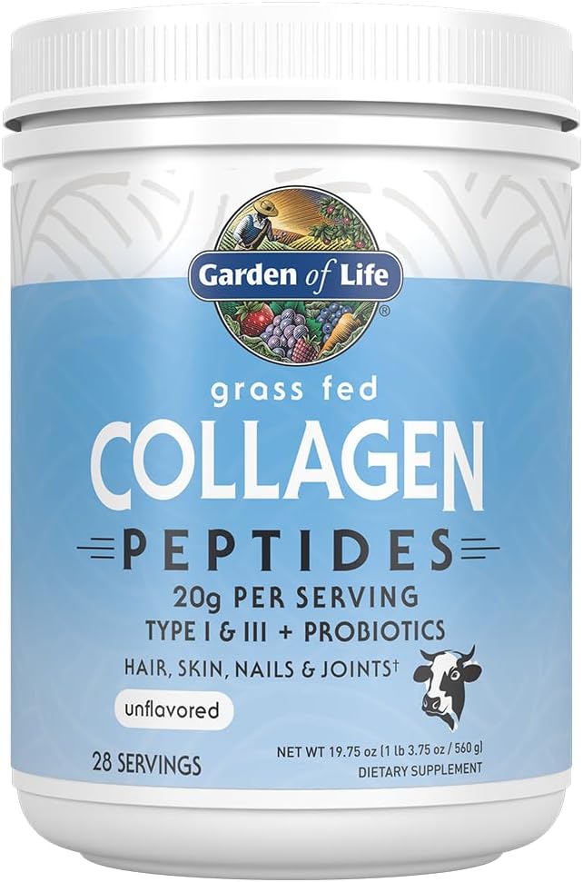 Garden of Life Grass Fed Collagen Peptides tub, Unflavored powder 560g