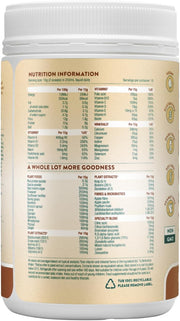 Back of Kids Good Stuff chocolate tub showing nutritional info and ingredients.