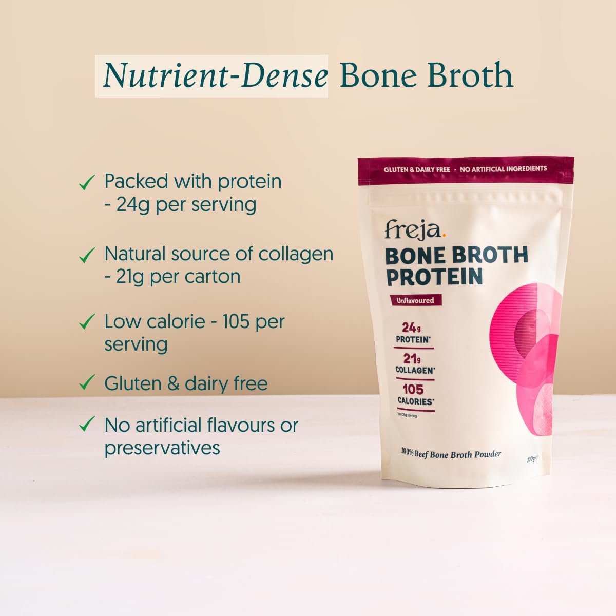 Freja Beef Bone Broth Protein Powder Unflavoured - 300g