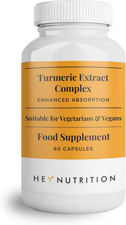 Hey Nutrition Turmeric Complex bottle, 60 vegan capsules.