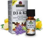 Nature's Answer Vitamin D3 and K2 Liquid Drops Lemon 15ml bottle &  box front label