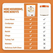 Delicious cinnamon roll flavored mushroom supplement soft chews from Force Factor.