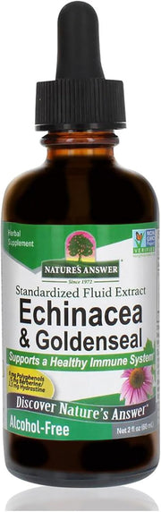 Nature’s Answer Echinacea and Goldenseal alcohol free liquid extract 60ml bottle front view on a white background