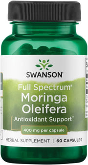 Swanson Full Spectrum Moringa Oleifera herbal supplement capsule bottle 60 capsules 400mg