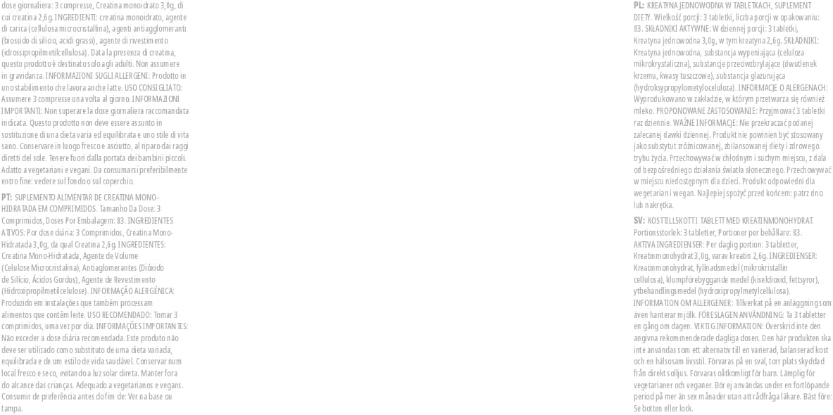 Back of Myprotein creatine tablets showing supplement facts.