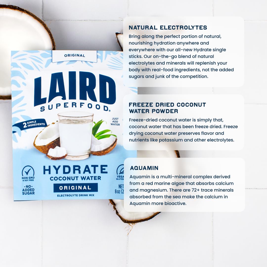 Laird Superfood Hydrate Coconut Water Powder, Original – 227g