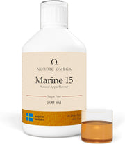 Nordic Omega Marine Collagen 15 liquid bottle natural apple flavour sugar free 500ml with dosage