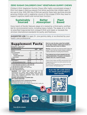 Supplement facts for Nordic Naturals vegan kids DHA gummy chews.