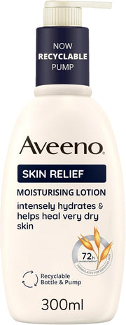 Aveeno Skin Relief Moisturising Lotion 300ml pump bottle with Triple Oat & Shea Butter.
